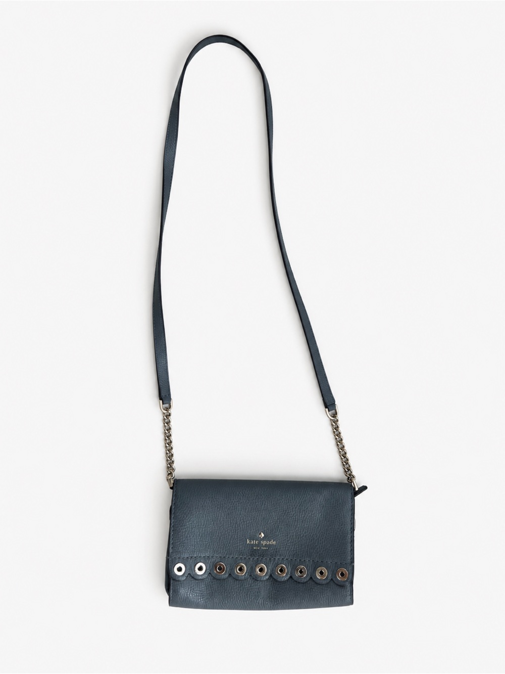 Kate Spade Paloma Crossbody Bag – Gray Pebbled Leather with Chain Strap